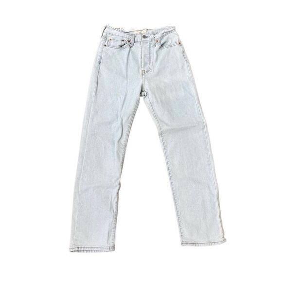 Levi’s Wedgie Straight Leg High Rise Jeans Button Fly Light Wash Size 28 - Picture 1 of 6